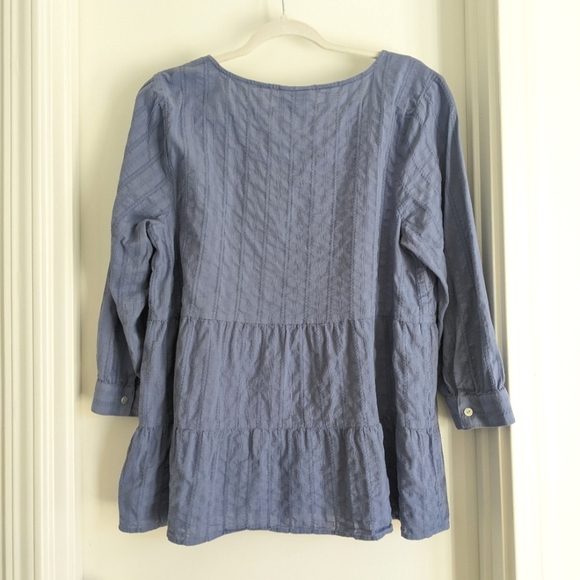 J. Jill| Light Blue, Tiered Long Sleeve Blouse, Size Large - Picture 3 of 7